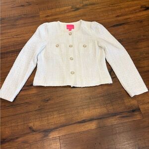 Lilly Pulitzer Briar Blazer Tweed Jacket Resort White Swirl Boucle Size 2 EUC